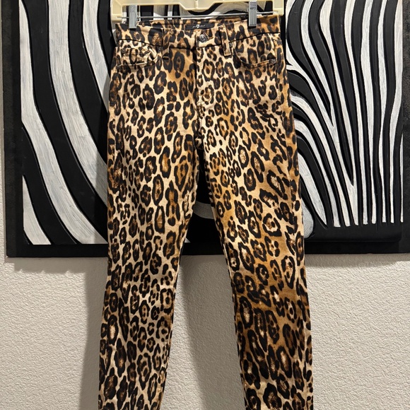 7 For All Mankind Denim - 7 For All Mankind skinny cropped stretch animal print jeans